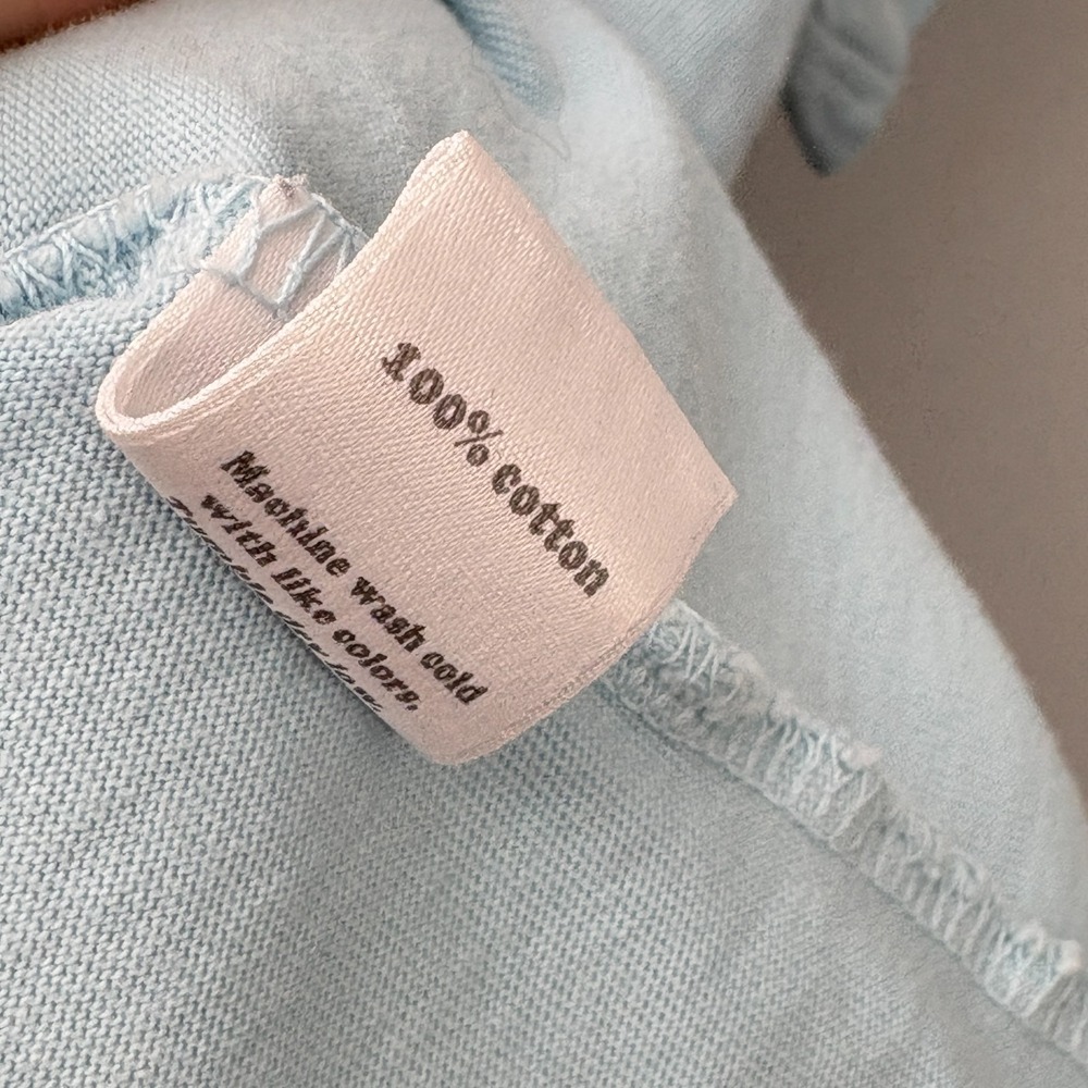 Hey Gang Boxy T Shirt Women Size 2 Light Blue Short Sleeve Flaw - Picture 7 of 11